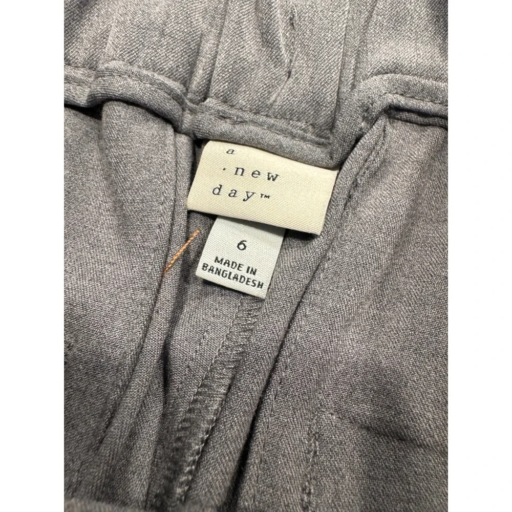 A New Day Pleated Wide Leg Trousers 6 Grey High‎ Rise Elastic Back NWT Business